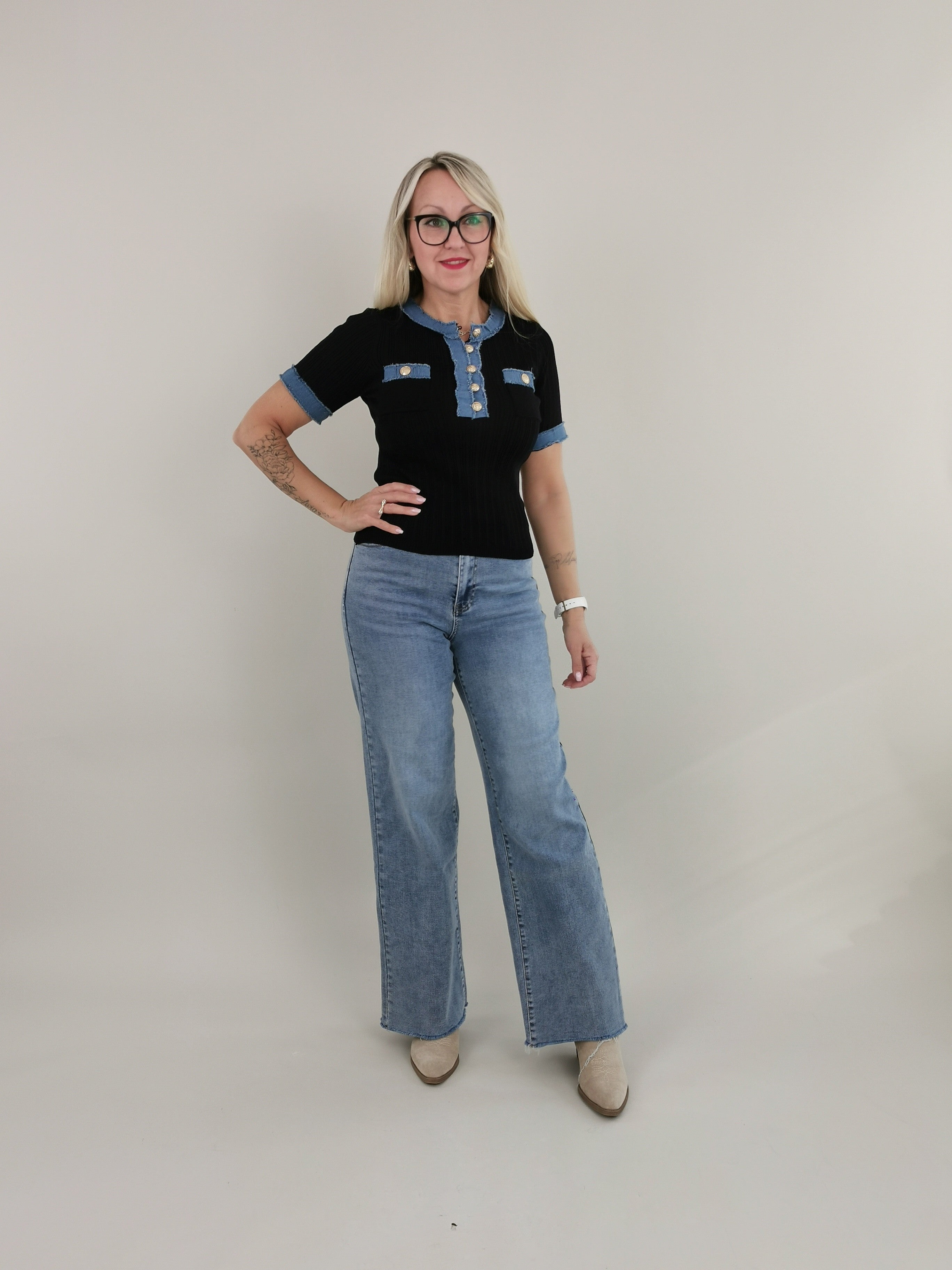 Shirt Feinstrick Jeans-Details Art. 6321