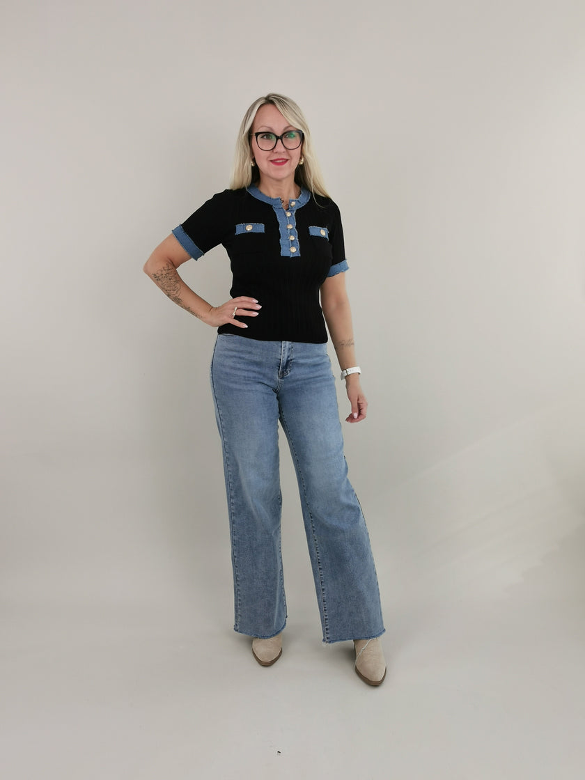 Shirt Feinstrick Jeans-Details Art. 6321
