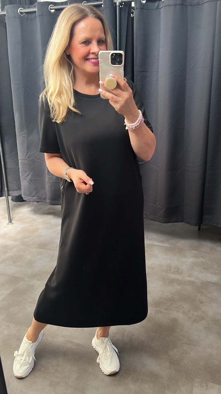 Sweatkleid Maxi mit Knöpfen in versch. Farben Artikel 5792