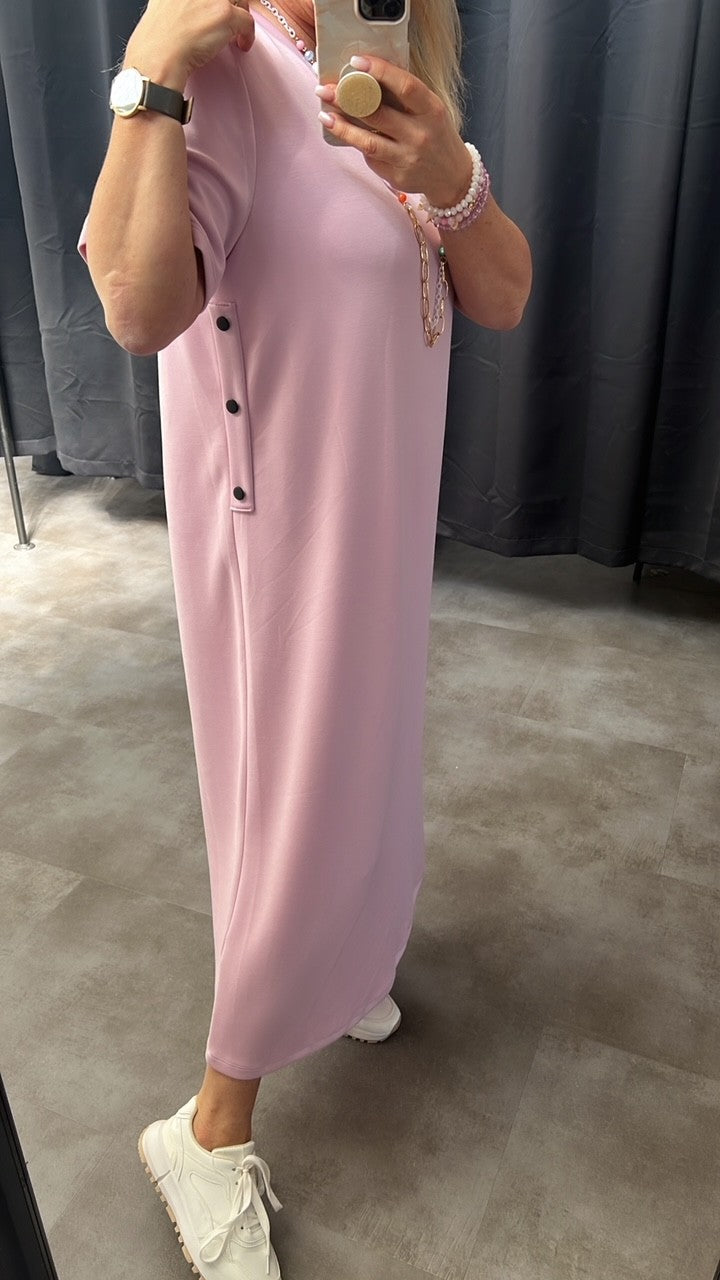Sweatkleid Maxi mit Knöpfen in versch. Farben Artikel 5792
