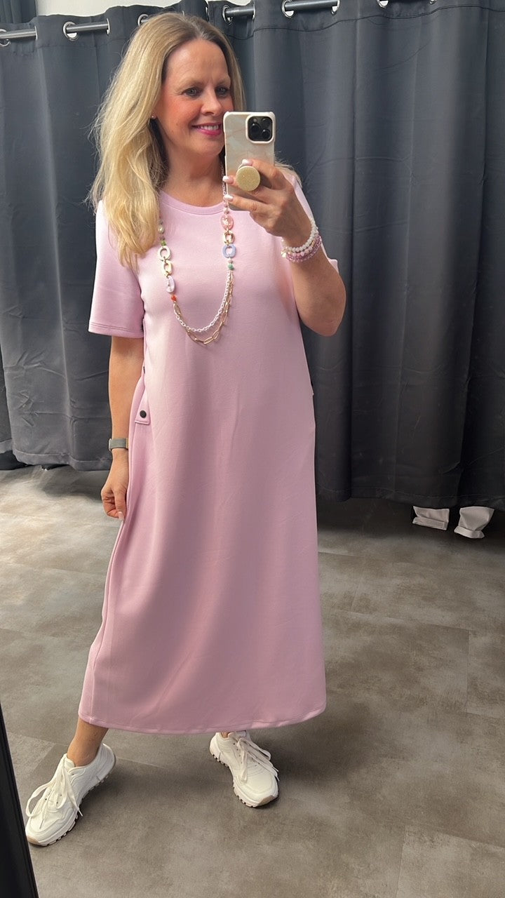 Sweatkleid Maxi mit Knöpfen in versch. Farben Artikel 5792