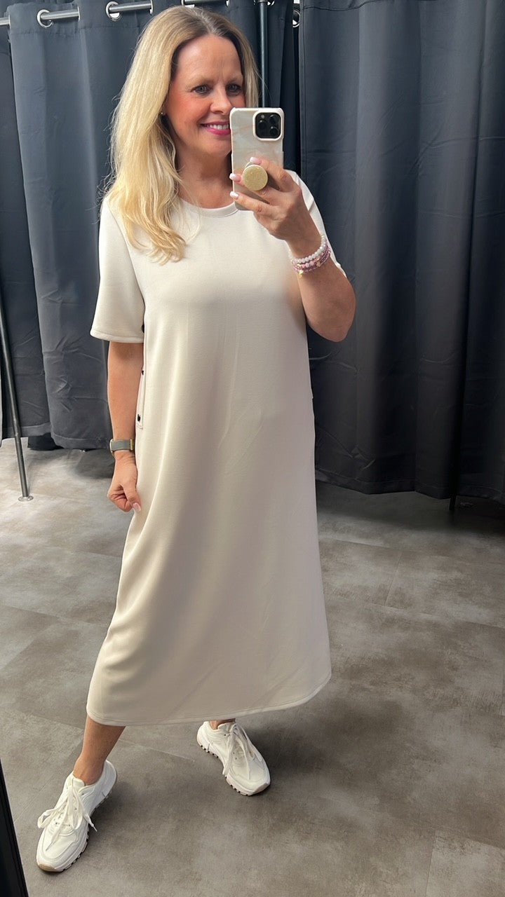 Sweatkleid Maxi mit Knöpfen in versch. Farben Artikel 5792