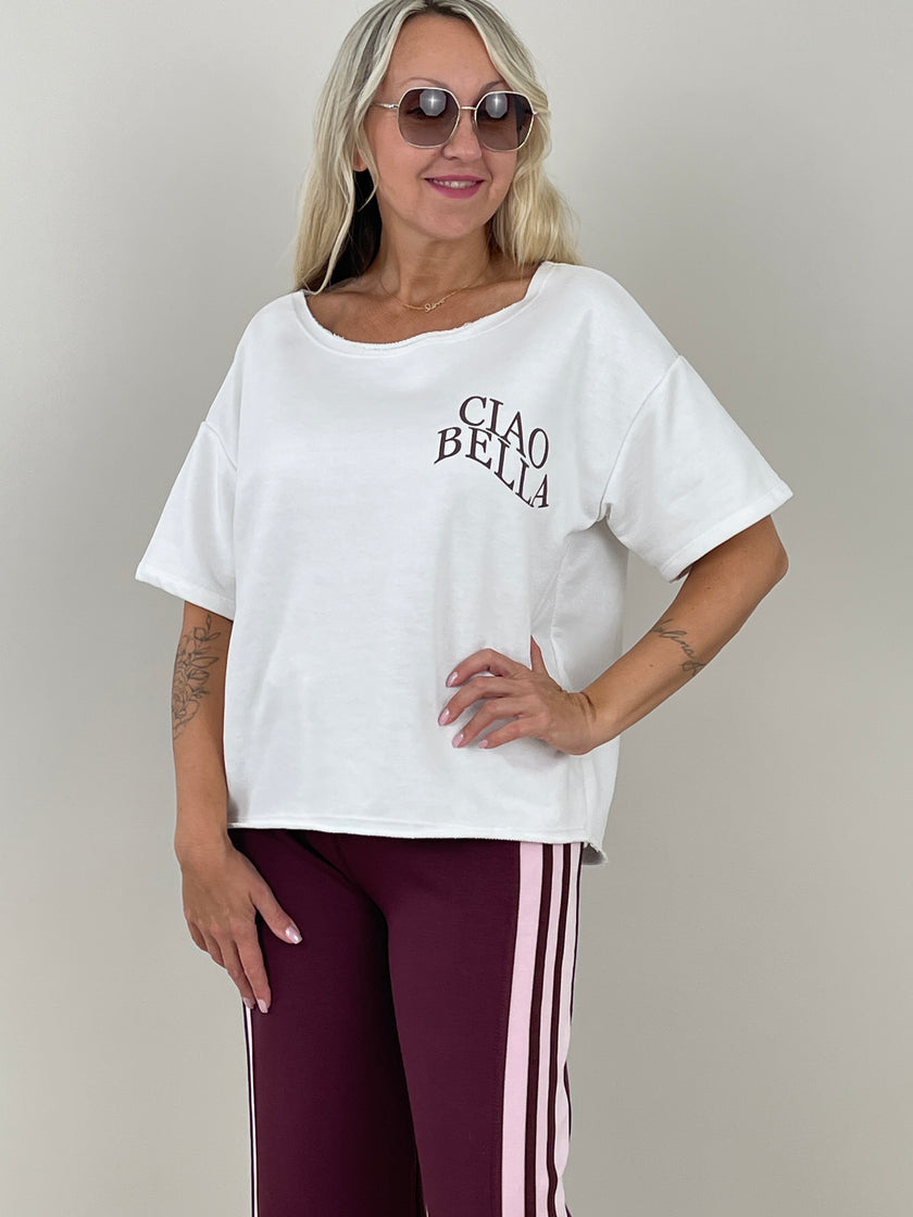 Sweatshirt Kurzarm mit Rückenprint in Weiß Artikel 6272