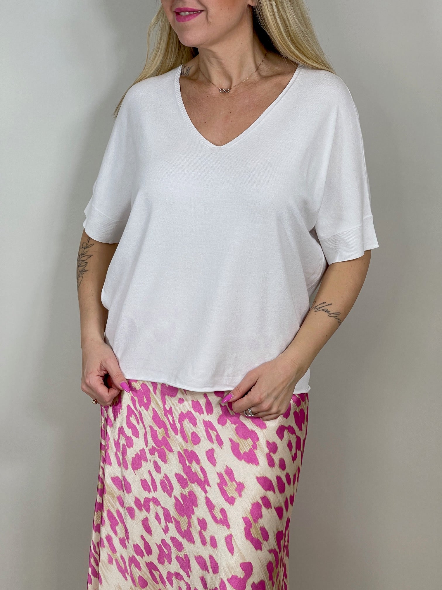 Pullover Kurzarm Feinstrick versch. Farben Artikel 5752