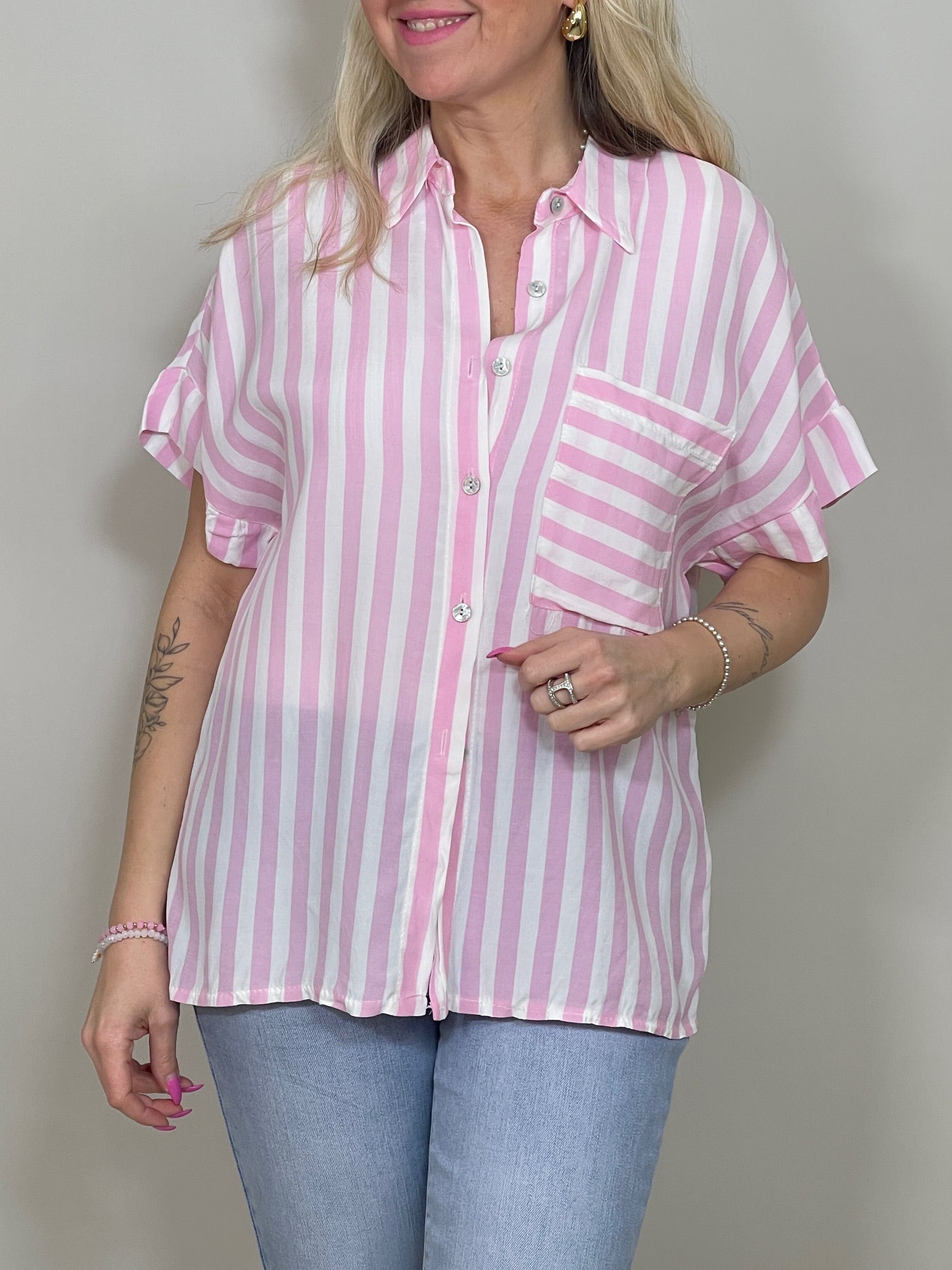 Bluse kurz gestreift in versch. Farben Artikel 4092