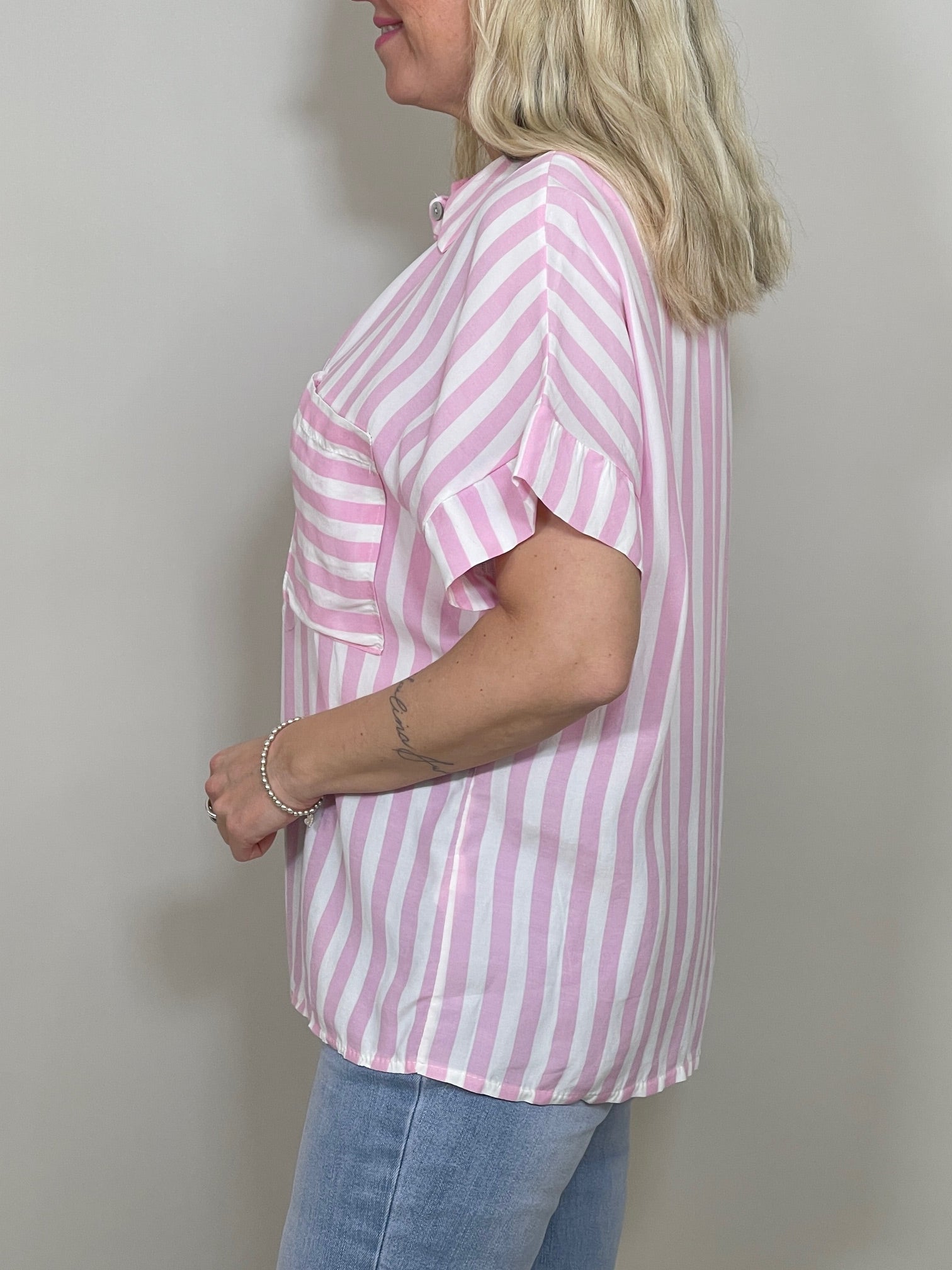 Bluse kurz gestreift in versch. Farben Artikel 4092
