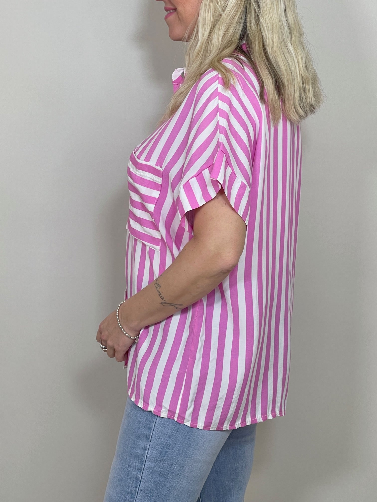 Bluse kurz gestreift in versch. Farben Artikel 4092