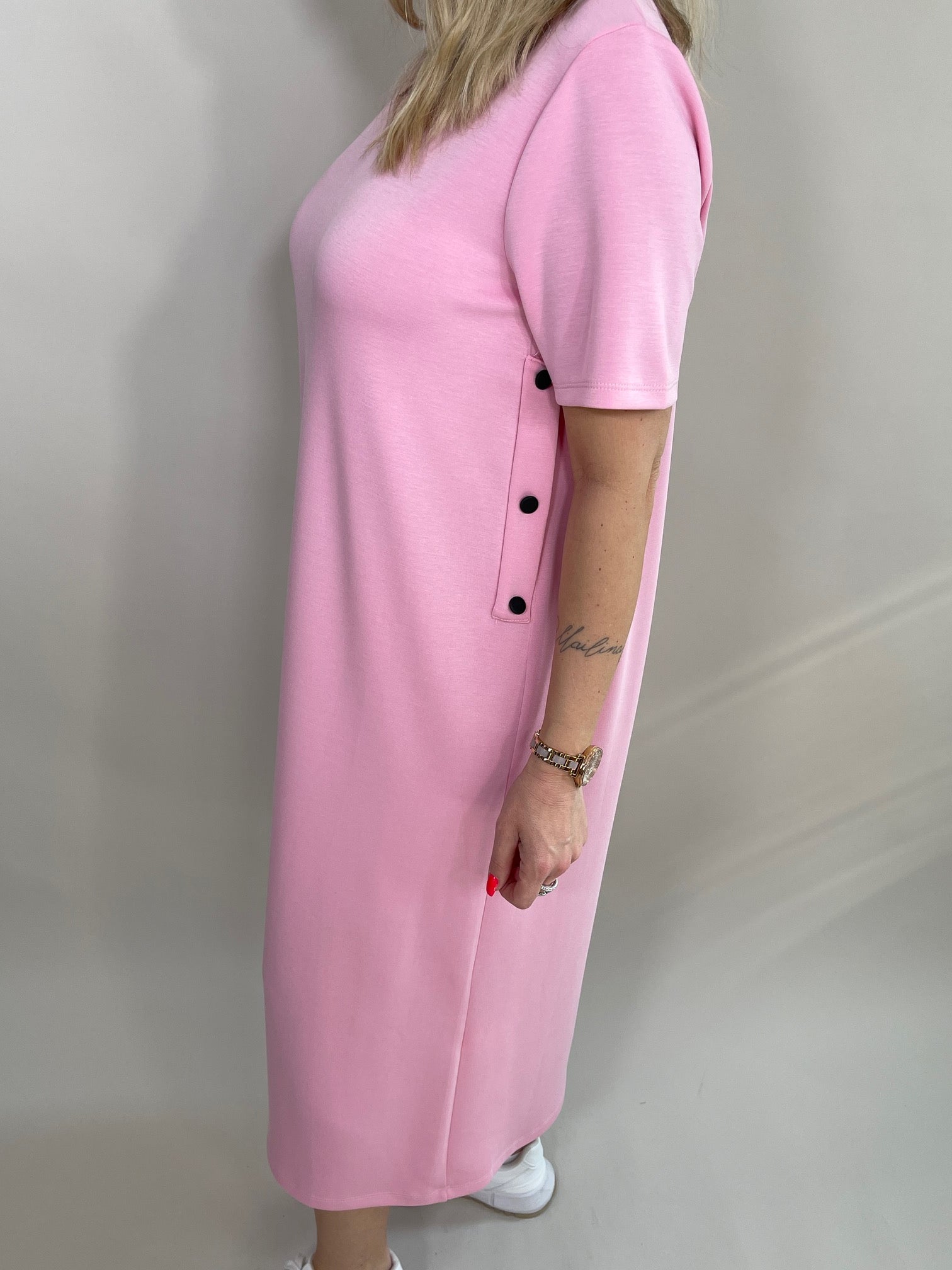 Sweatkleid Maxi mit Knöpfen in versch. Farben Artikel 5792