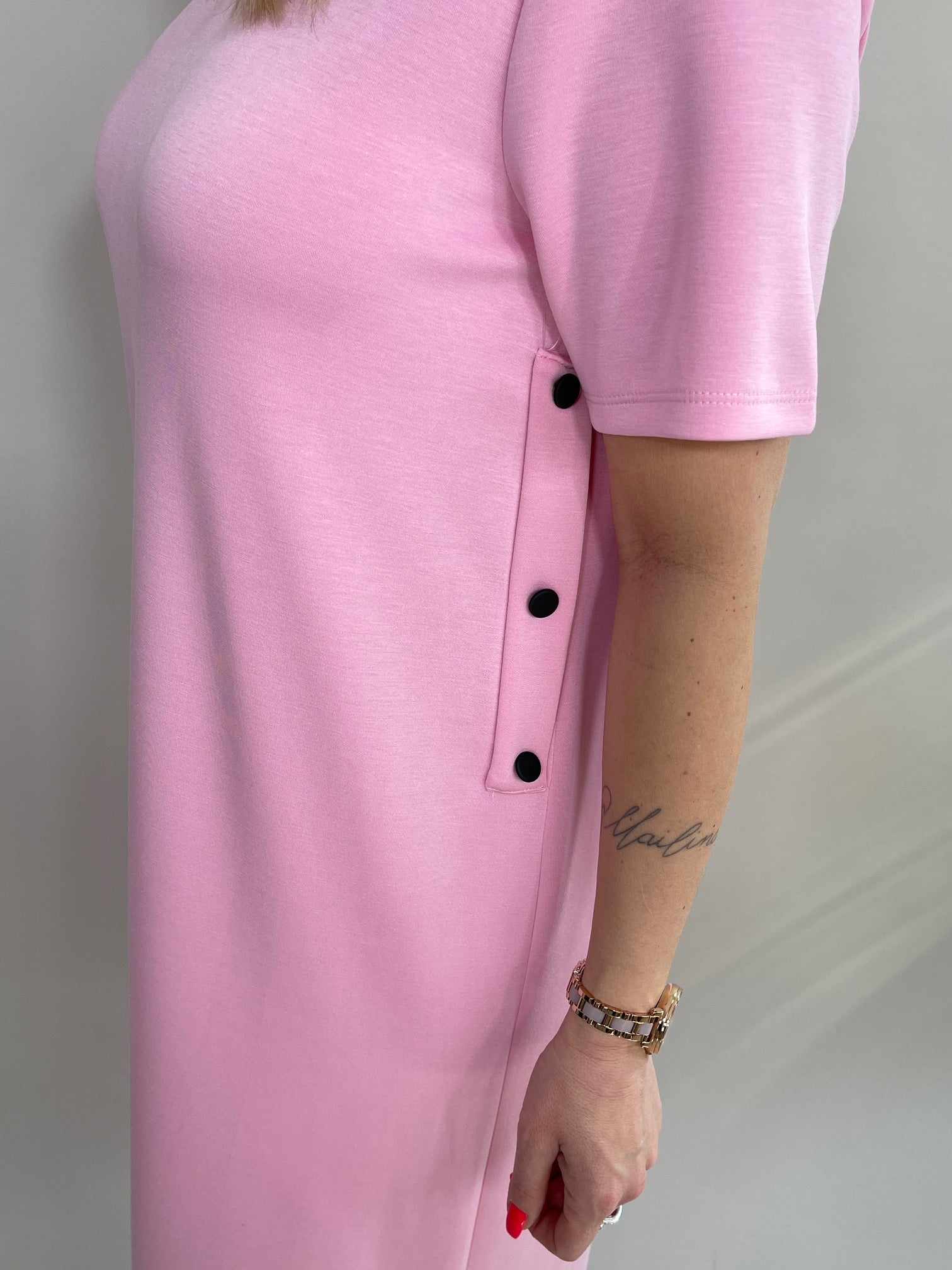 Sweatkleid Maxi mit Knöpfen in versch. Farben Artikel 5792