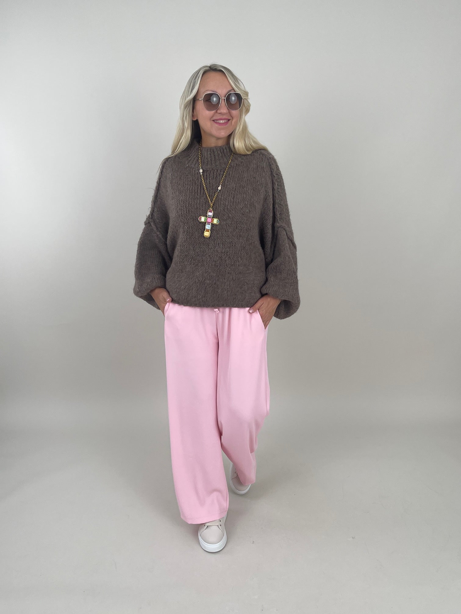 Pullover Grobstrick Uni in Braun Artikel 6256