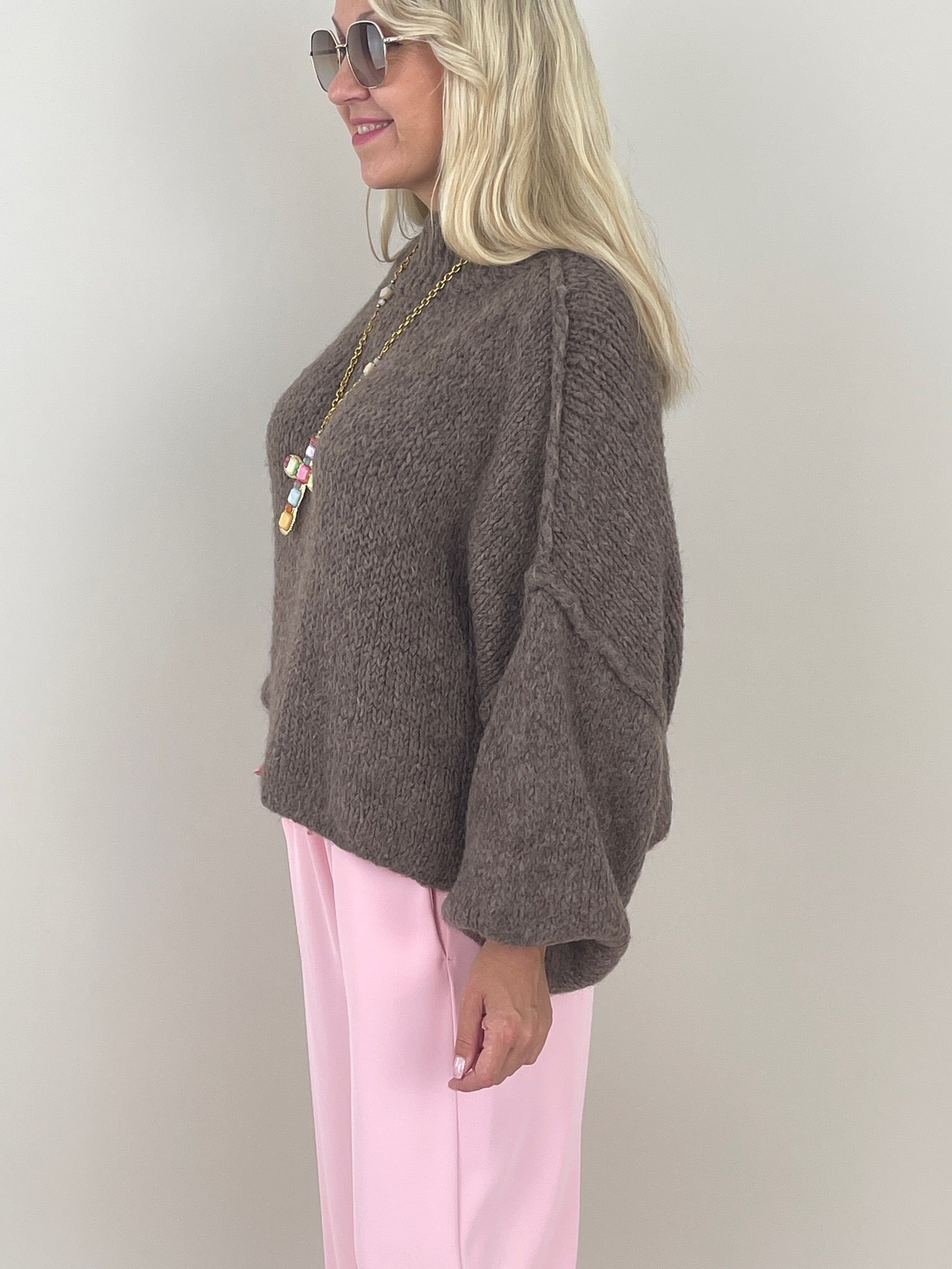 Pullover Grobstrick Uni in Braun Artikel 6256
