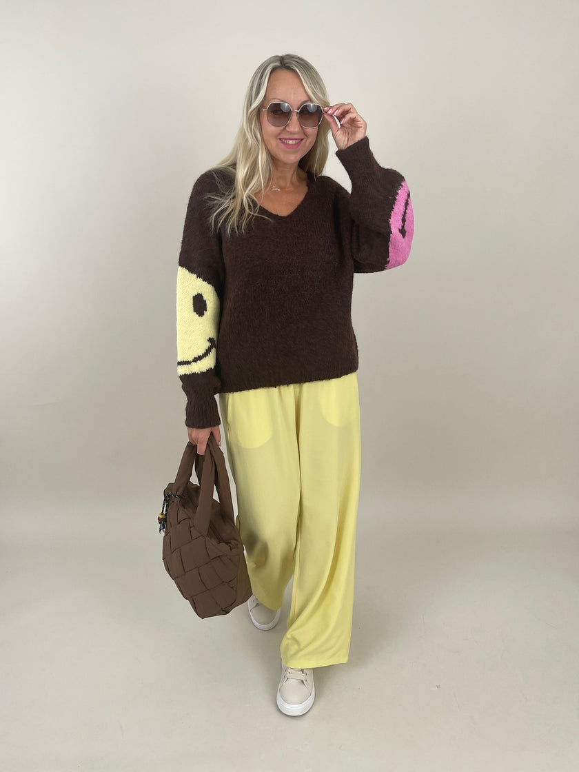 Pullover Grobstrick Smiley in Mokka Artikel 6247