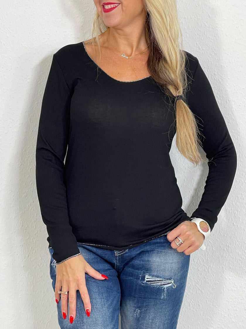 Langarmshirt mit Glitzerfäden versch. Farben Artikel 1051