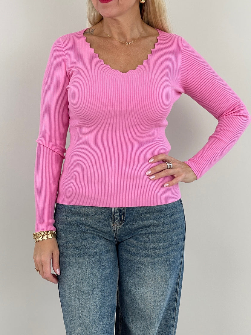Langarmshirt Uni gerippt in versch. Farben Art. 6294
