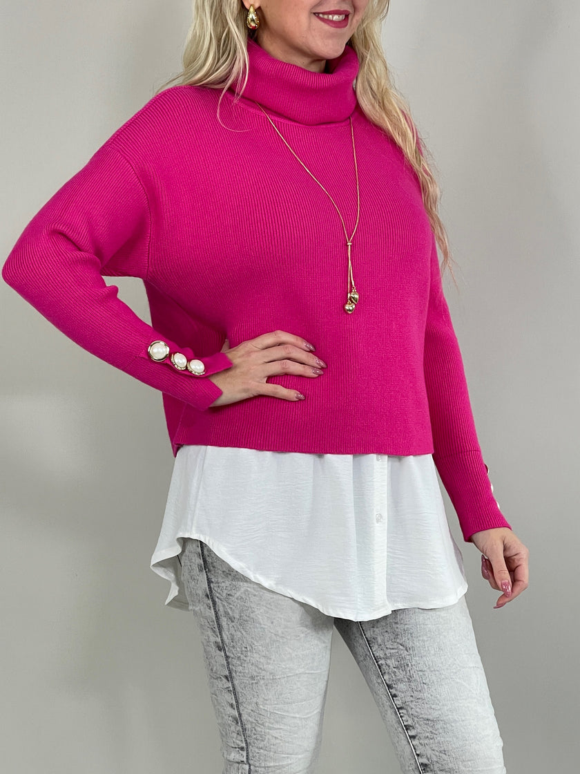 Pullover Rollkragen mit Zierknöpfen in versch. Farben Artikel 5458