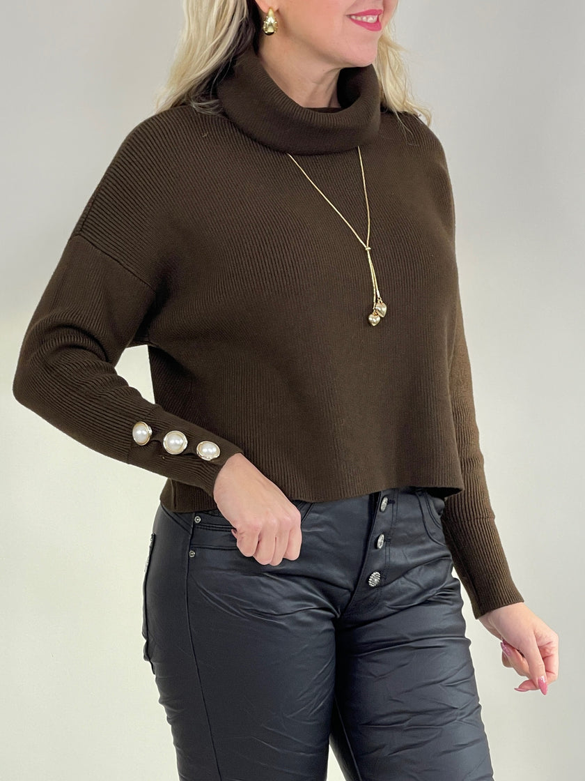 Pullover Rollkragen mit Zierknöpfen in versch. Farben Artikel 5458