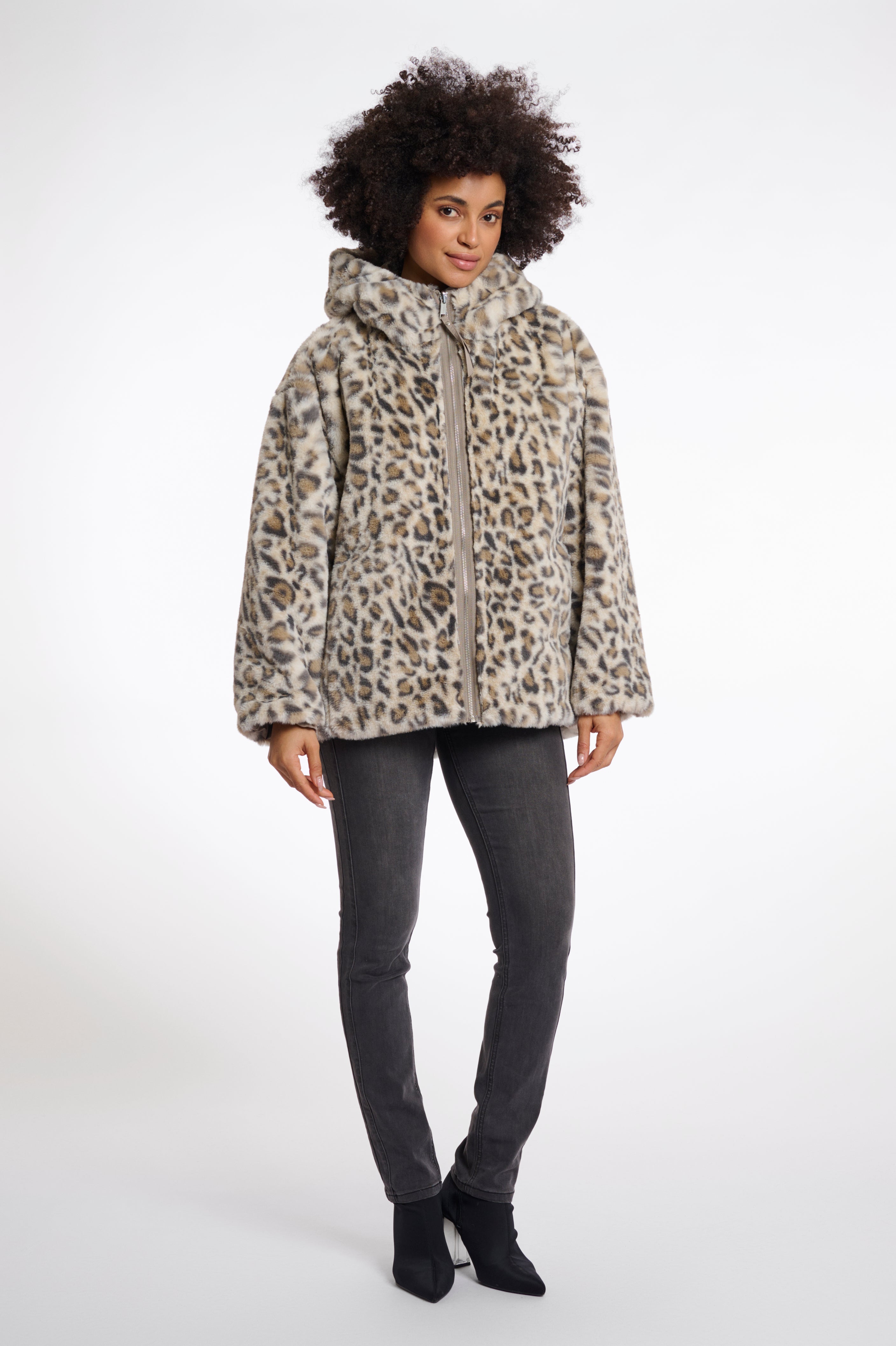 Wendemantel mit Kunstpelz von Rino&Pelle in Light Pebble/Leo Art. RP6514