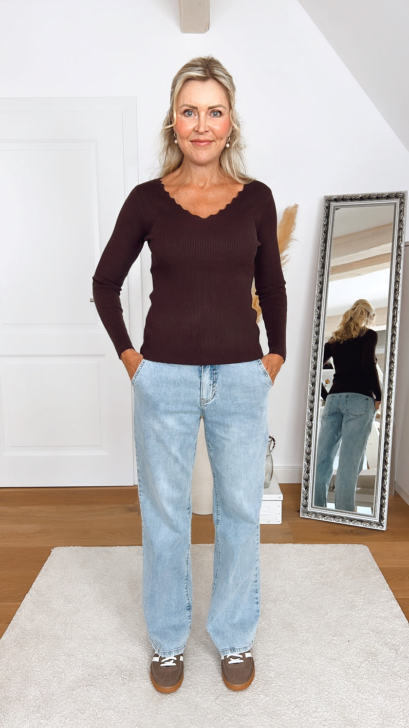 Langarmshirt Uni gerippt in versch. Farben Art. 6294