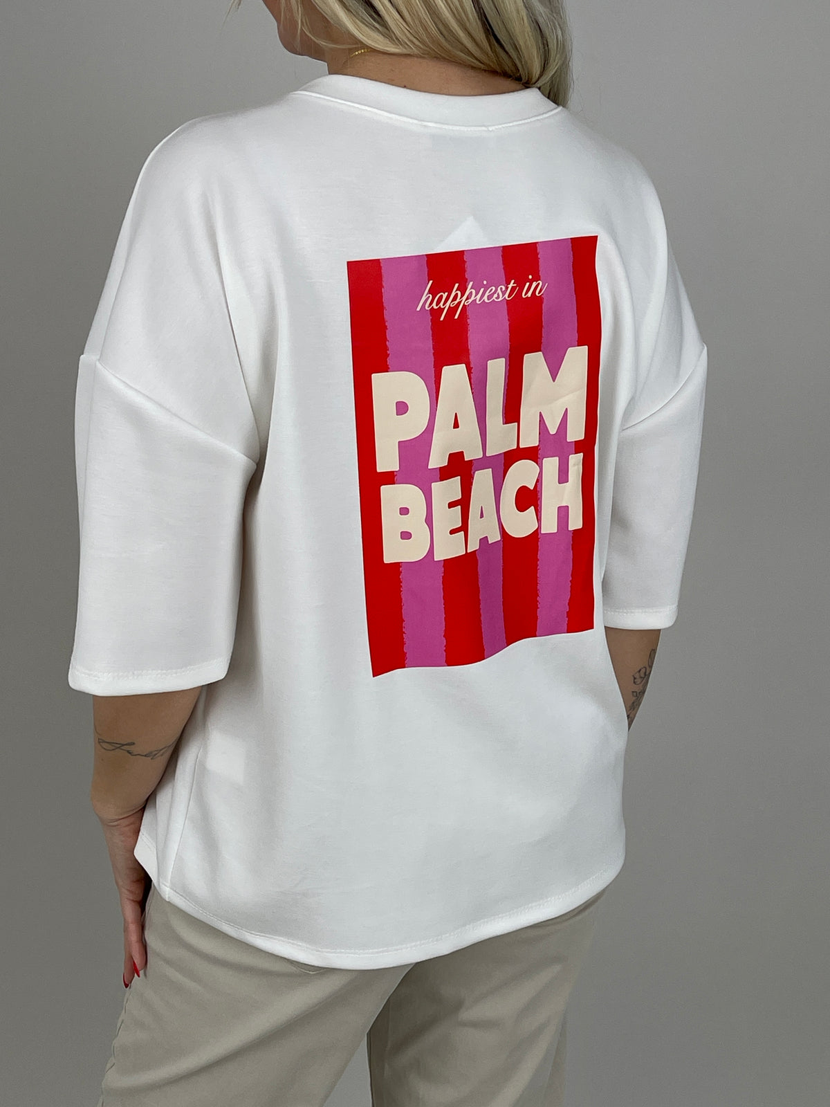 Leichtes Sweatshirt 1/2 Arm Soft Palm Beach in Weiß