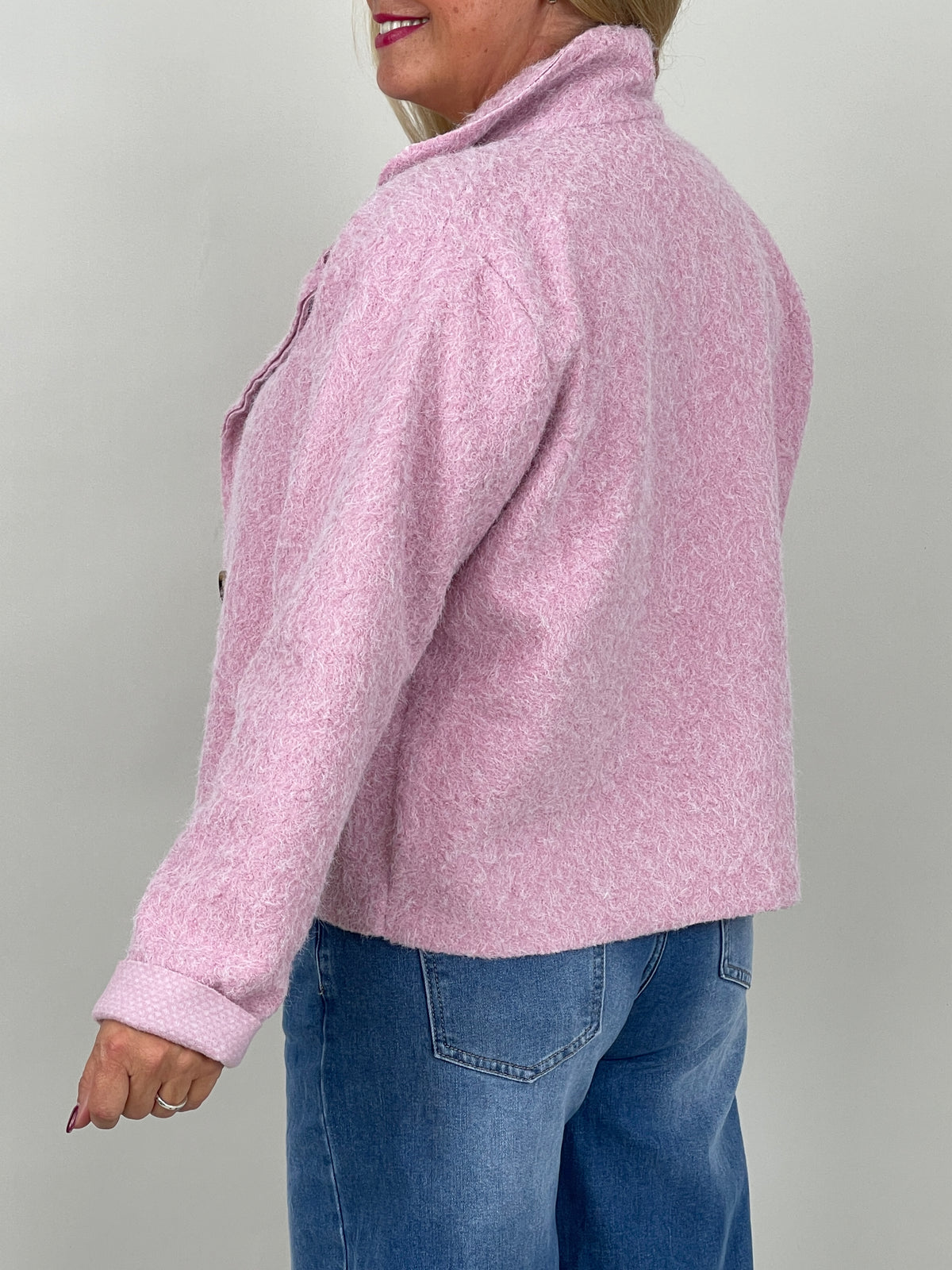 Kuschelige Blazerjacke in Altrosa