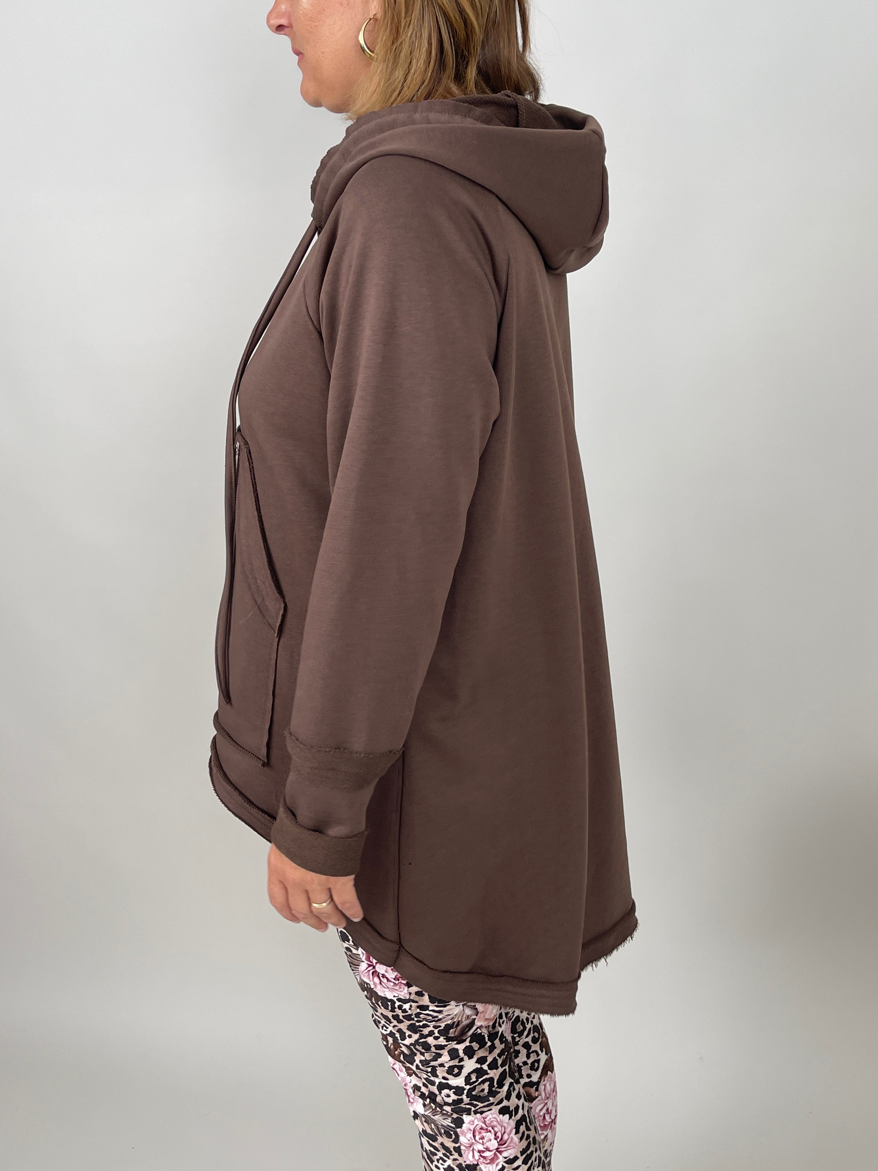 Langer Hoodie in Mokka