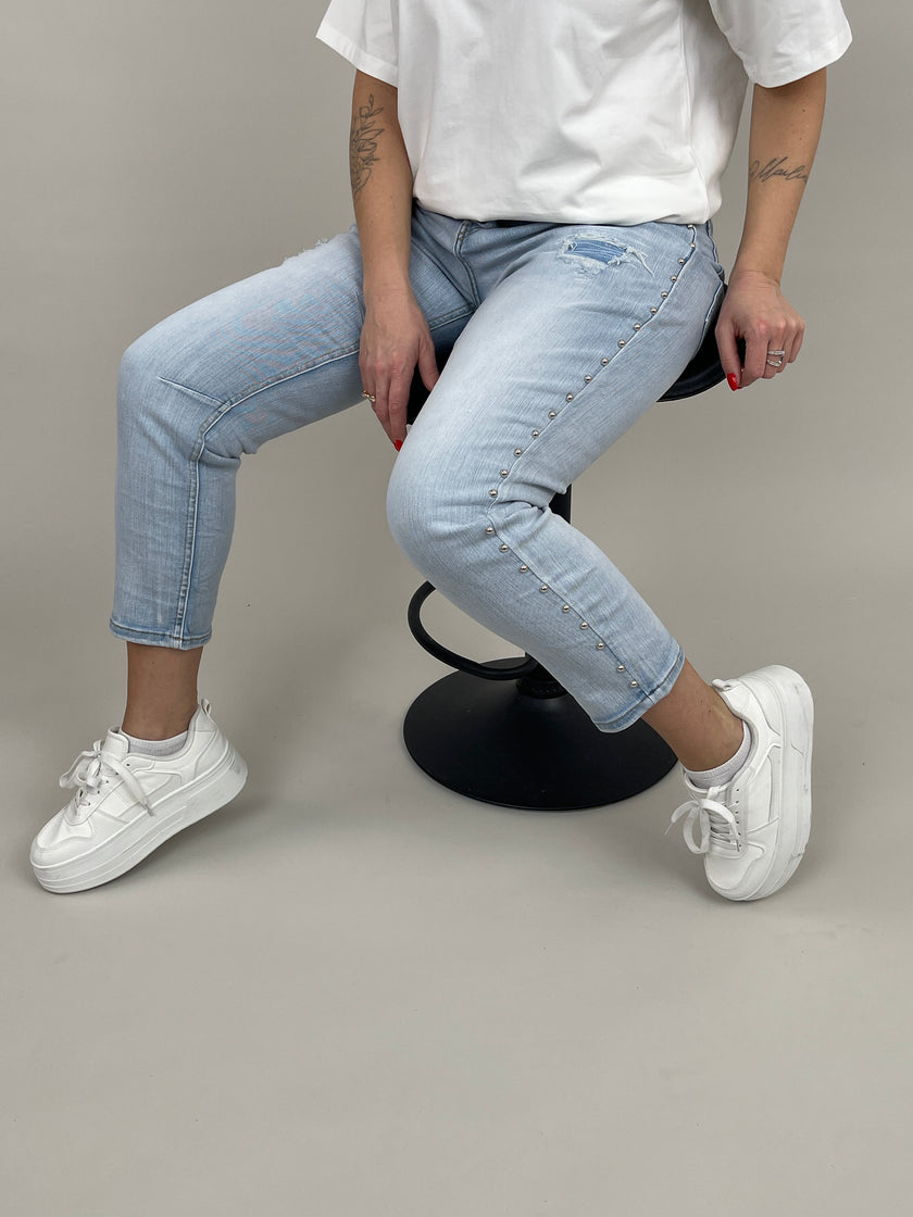 Jeans Nieten helle Waschung