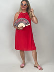 Neckholder-Kleid Kurz Kofferstoff in Rot
