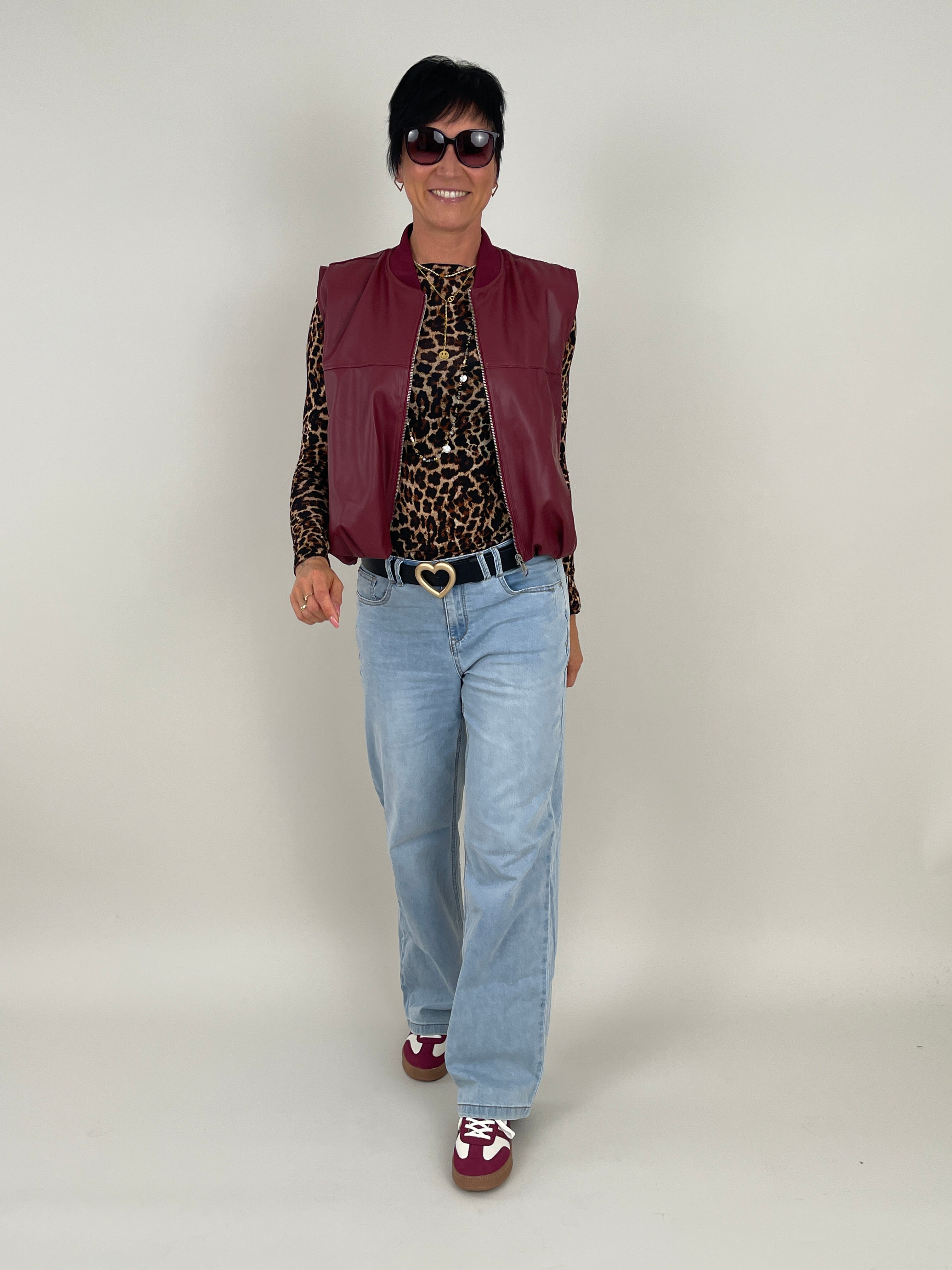 Weste Lederoptik in Bordeaux Artikel 6365
