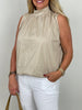 Blusentop Uni mit Schleife in Beige