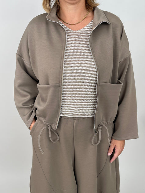 Sweatjacke in Taupe