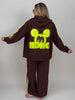 Kapuzenjacke mit Neon-Details in Mokka