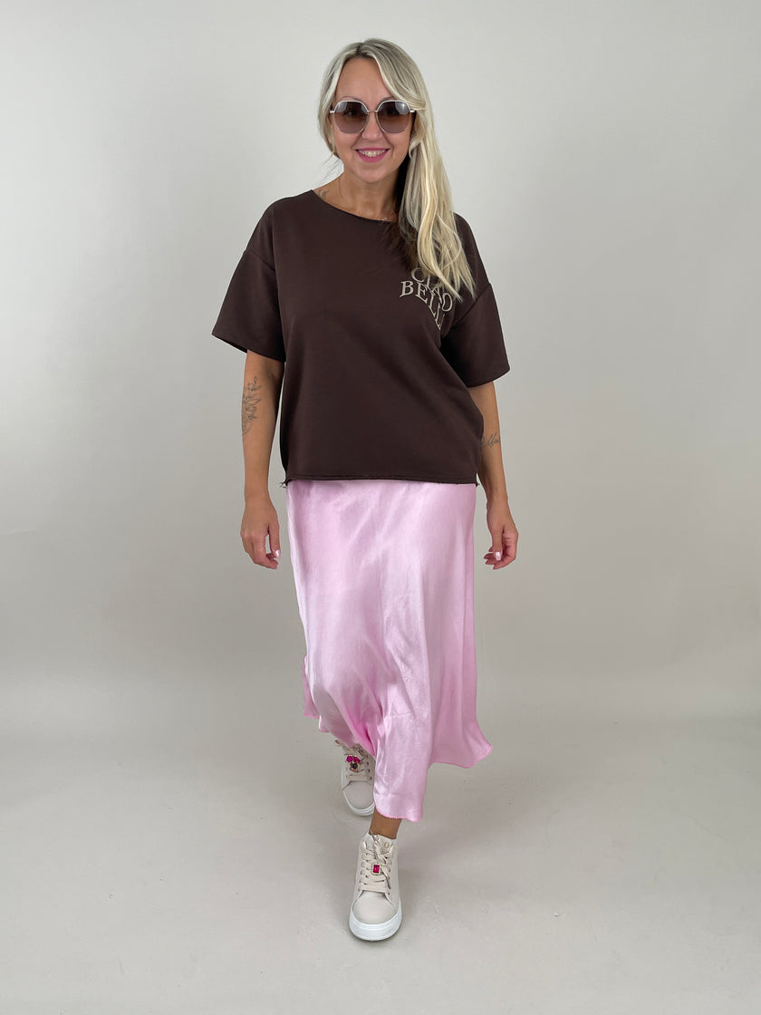 Sweatshirt Kurzarm mit Rückenprint in Mokka Artikel 6271