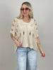 Pullover Kurzarm großes Lochmuster in Beige