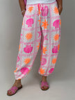 Ballon-Hose Musselin Muster in Orange/Pink