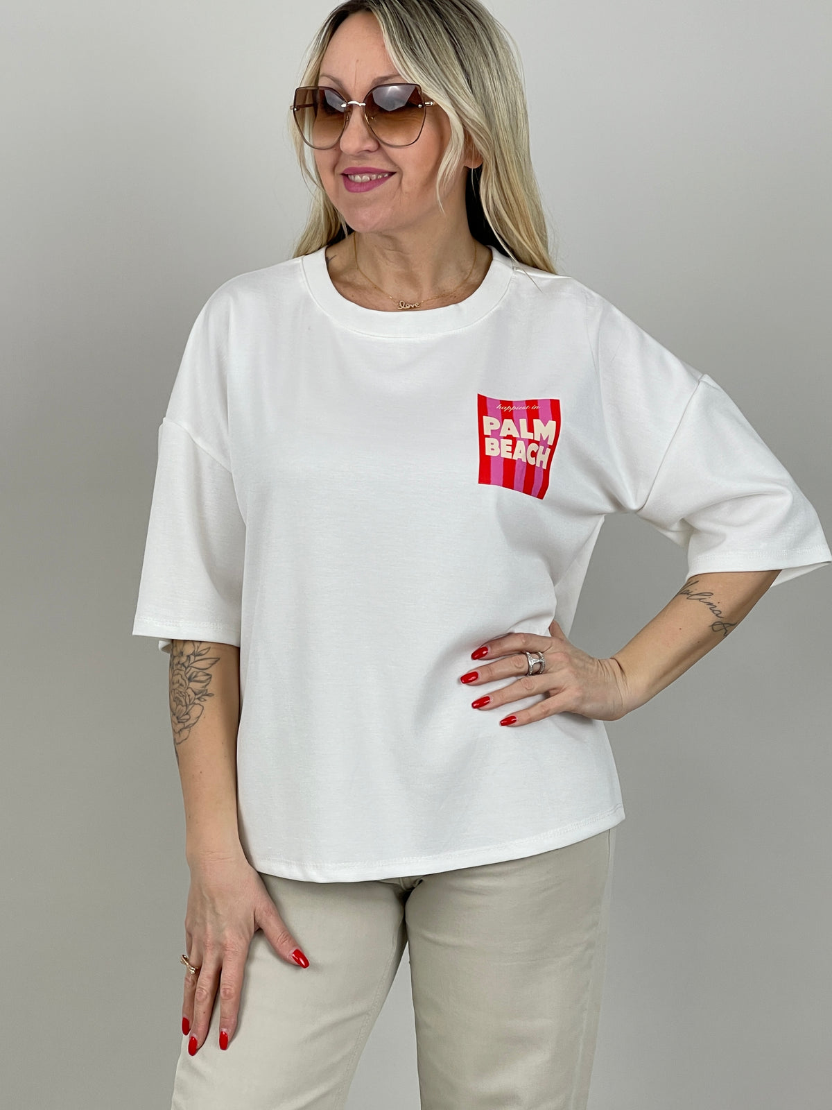 Leichtes Sweatshirt 1/2 Arm Soft Palm Beach in Weiß