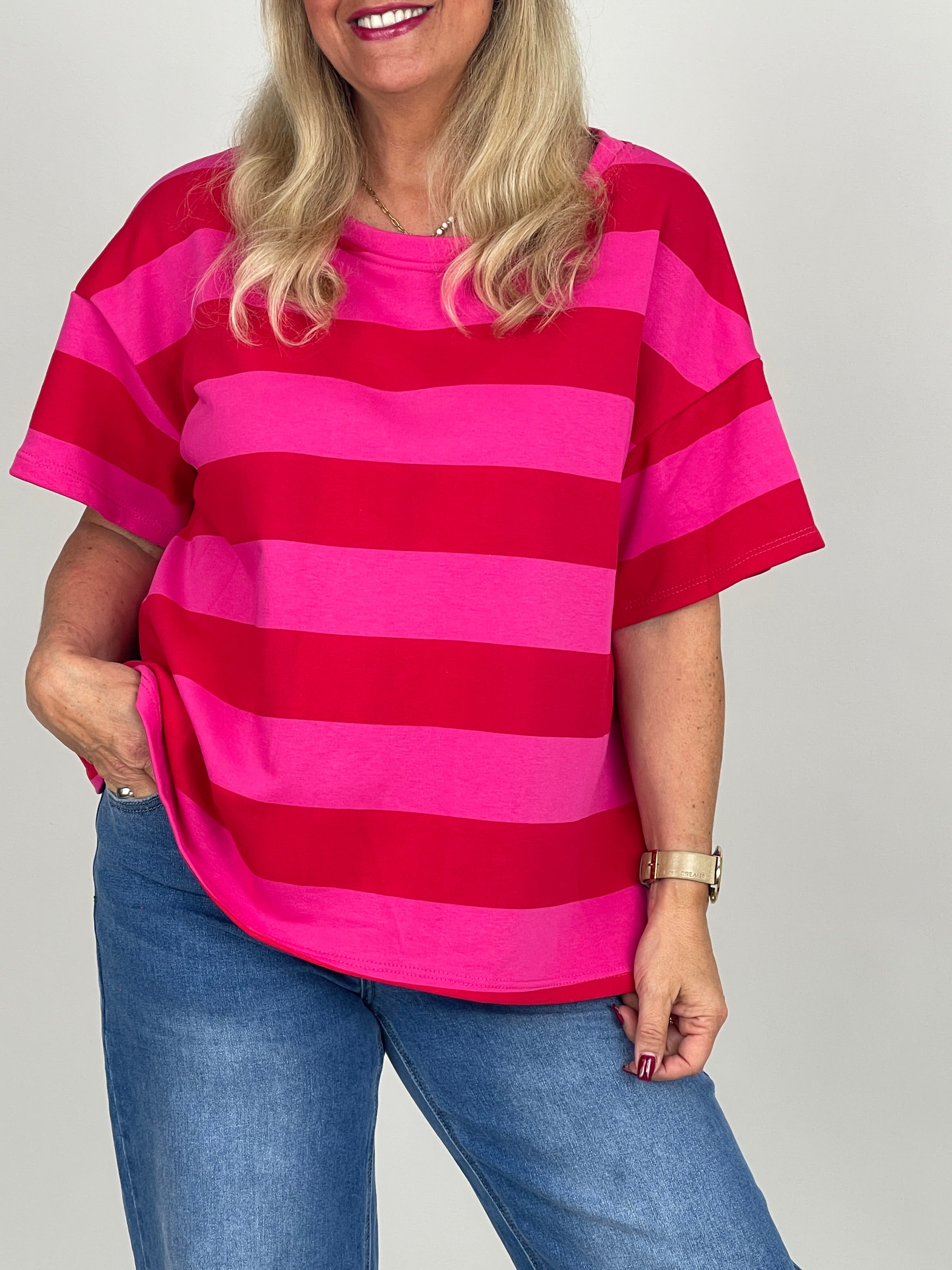 T-Shirt Streifen in Rot/Pink