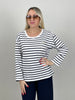 Pullover Feinstrick Streifen Marine/Weiß