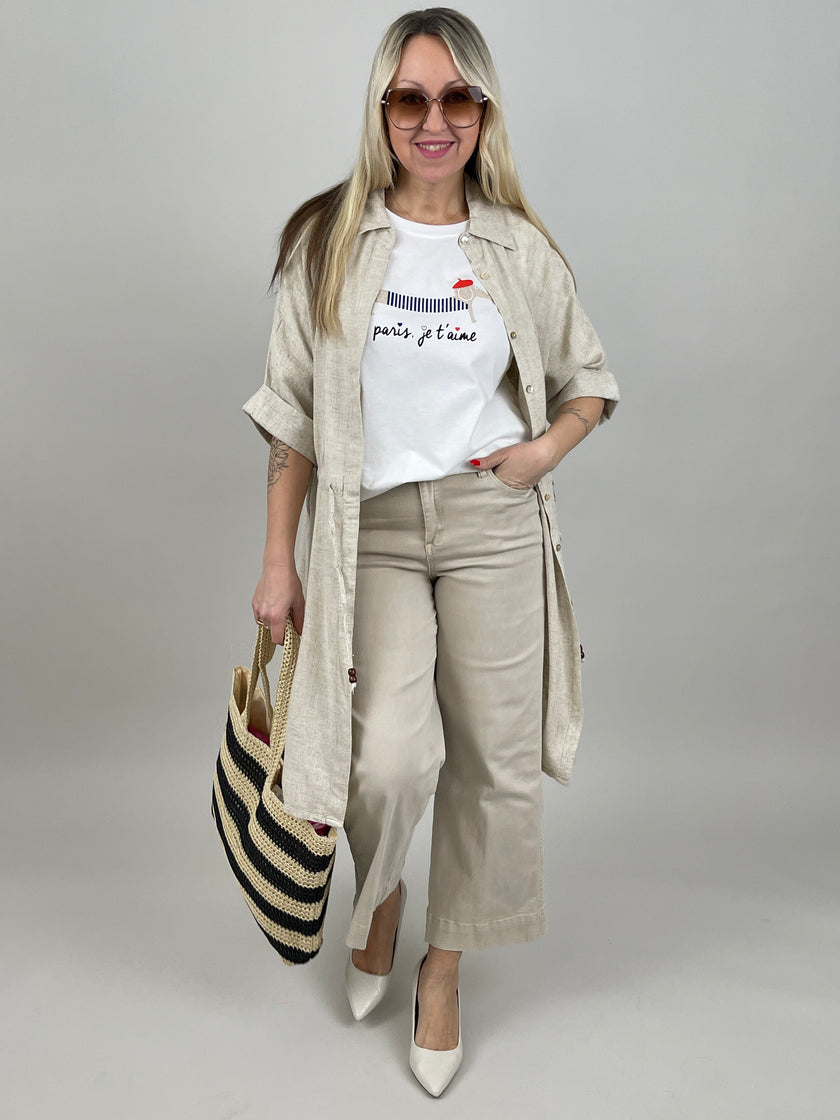 Hemdkleid Leinen in Beige