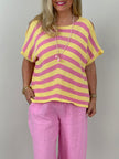 Leichter Strickpulli in Gelb/Pink