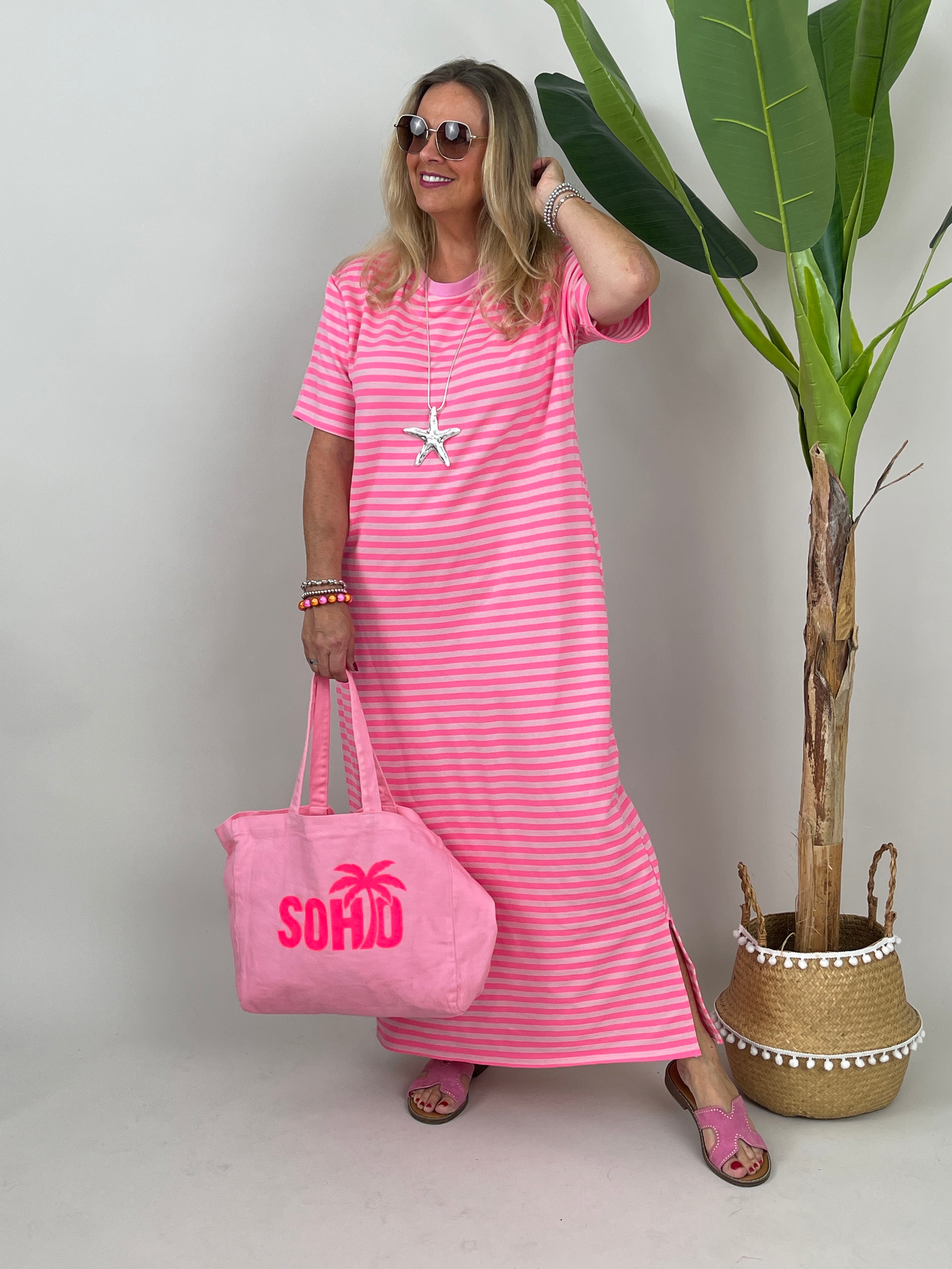 Kleid Streifen in Pink/Rosa