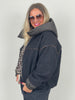 Bouclé-Jacke mit Steppkapuze in Schwarz
