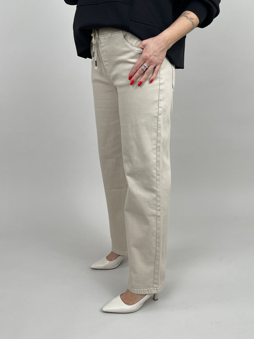 Jeans Wide Leg mit Stretchbund in Beige