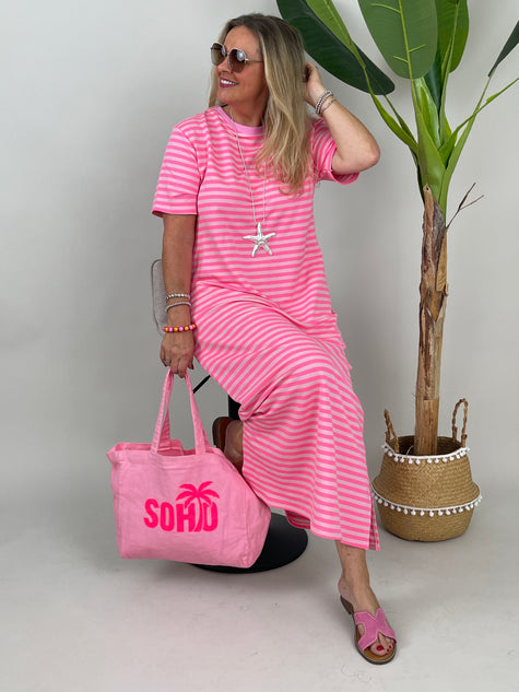 Kleid Streifen in Pink/Rosa