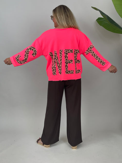 Sweatshirt Leo Druck Sweet in Neonpink
