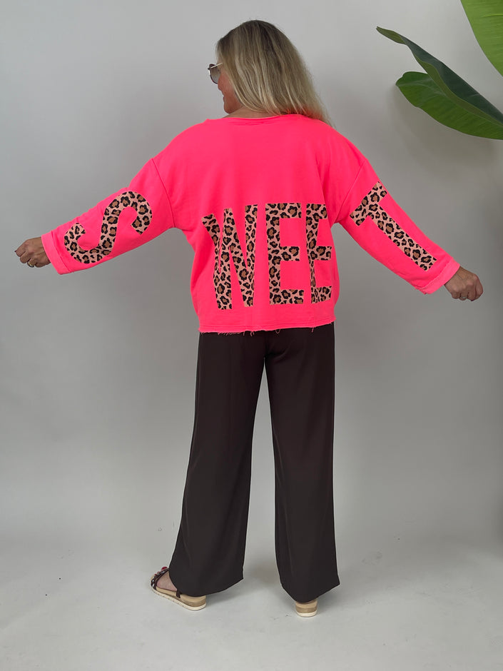 Sweatshirt Leo Druck Sweet in Neonpink