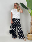Marlenehose Punkte in Schwarz/Offwhite