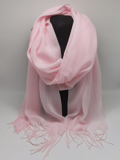 Schal Uni mit Fransen in Rosa Art. 6830