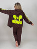 Kapuzenjacke mit Neon-Details in Mokka