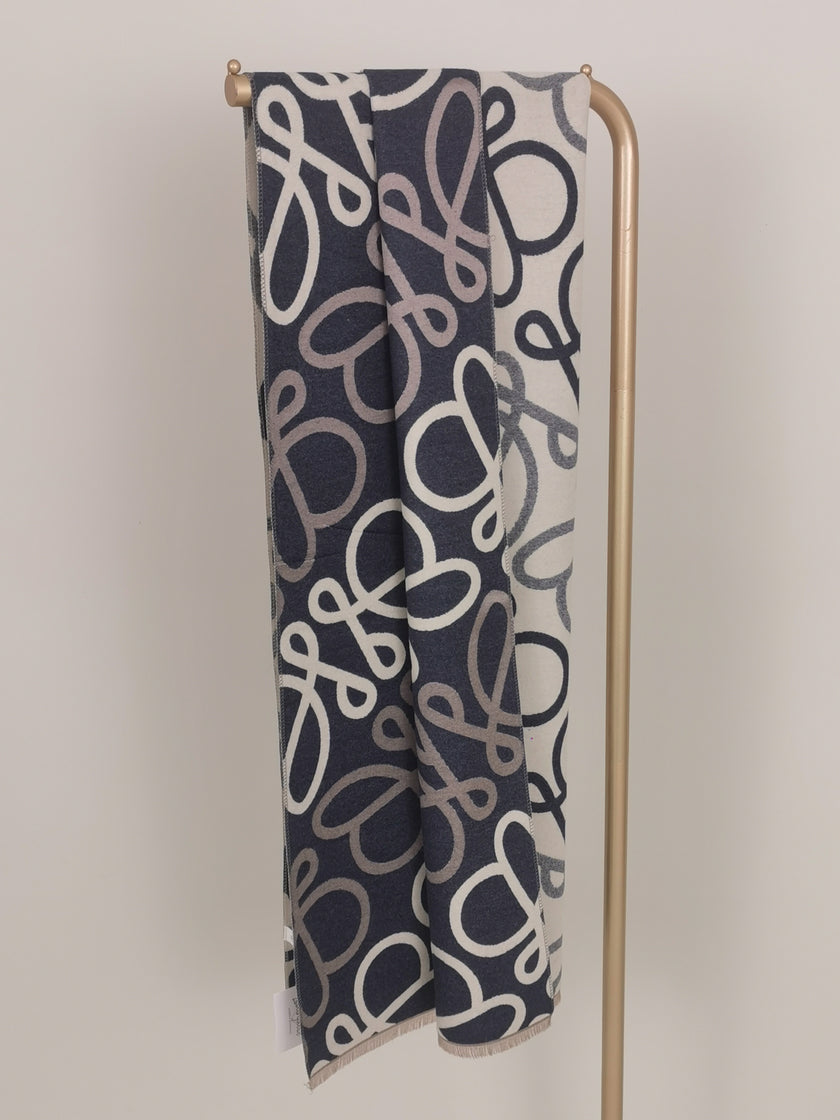 Schal Marine/Beige mit Musterung  Art. 6504