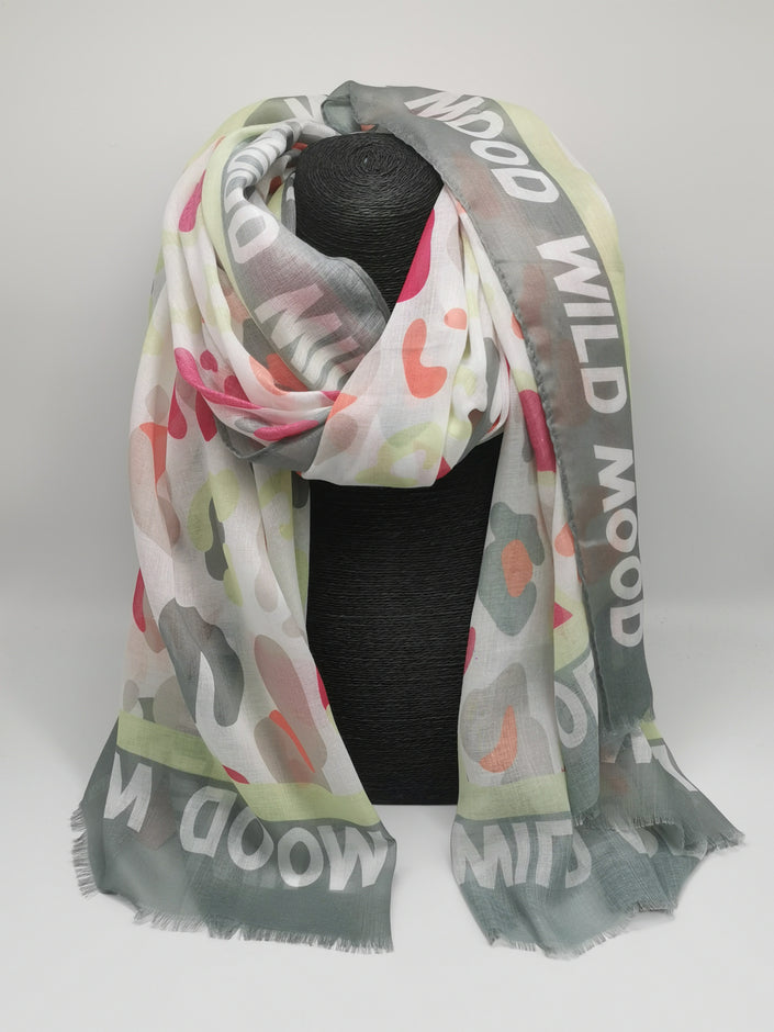 Schal Wild Mood in Grau/Bunt Leo Art. 6831